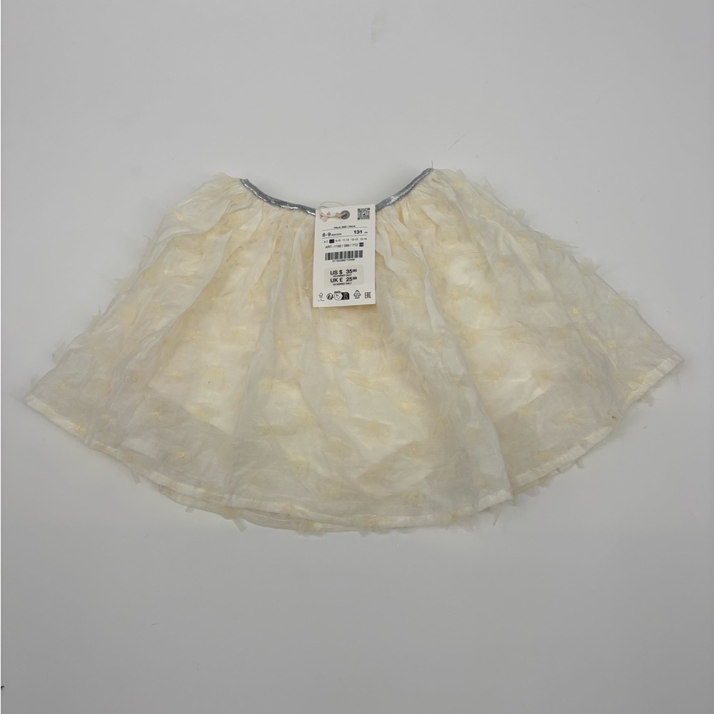 Zara | NWT | Cream Tulle Skirt